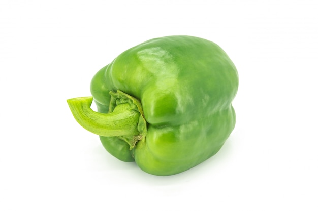 Green bell pepper or Sweet pepper or Capcicum isolated on white with clipping path