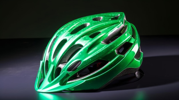 Green bicycle helmet Illustration AI Generative