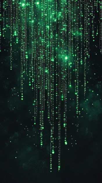 Photo green binary code background