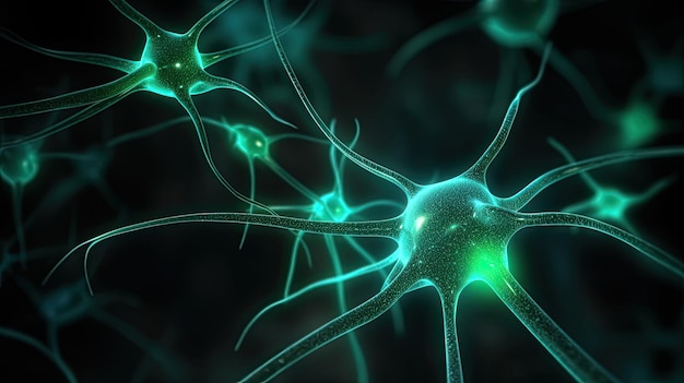 A green and black background with a picture of neurons and the words neuron.