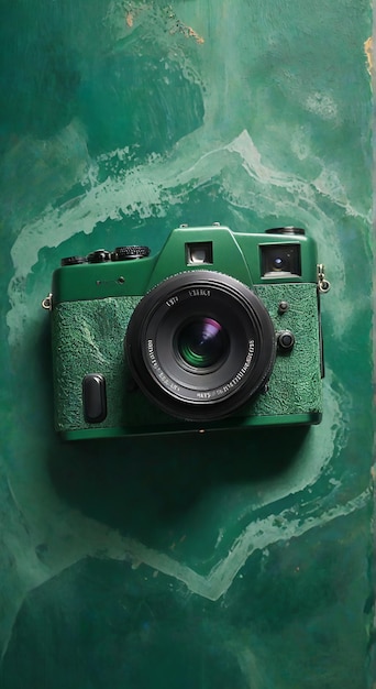 a green and black camera with the word canon on the bottom