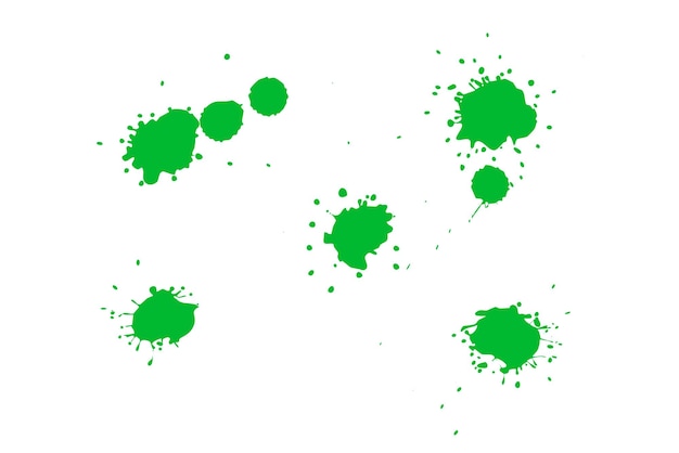 Green blot on a white background Spots of ink on a piece of paper