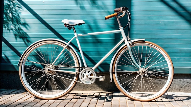 Green and Blue Bicycle with Copy Space