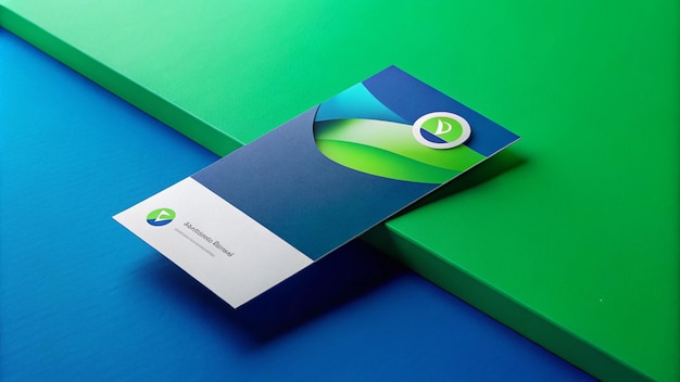 a green and blue brochure with a logo on it