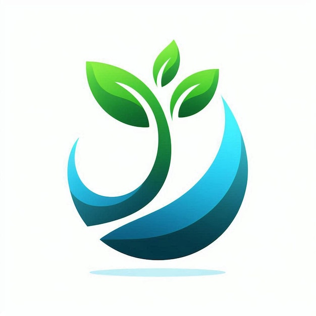 a green and blue logo of a tree and leaves