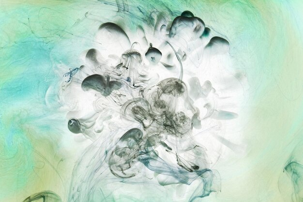 Green blue smoke abstract background acrylic paint underwater explosion