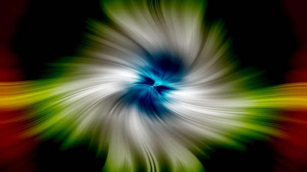 Green and blue swirls in a black background