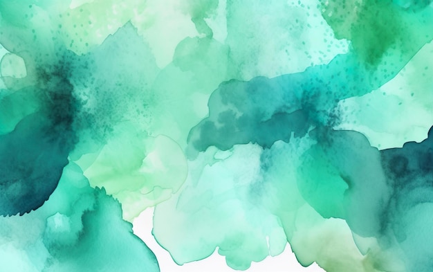 A green and blue watercolor background with a white background.