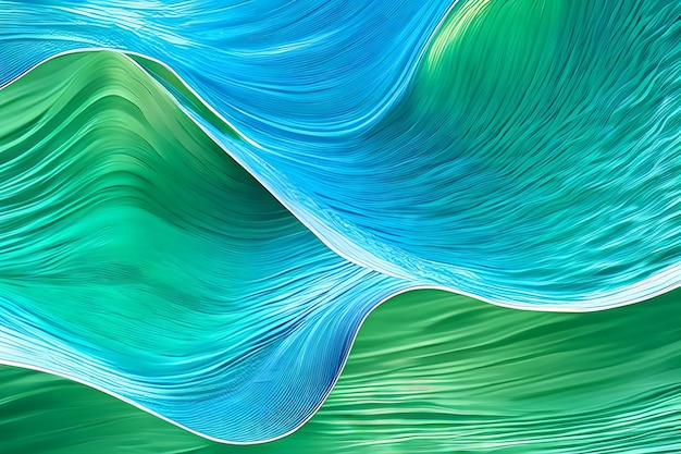 A green and blue wave design that is made by the artist.