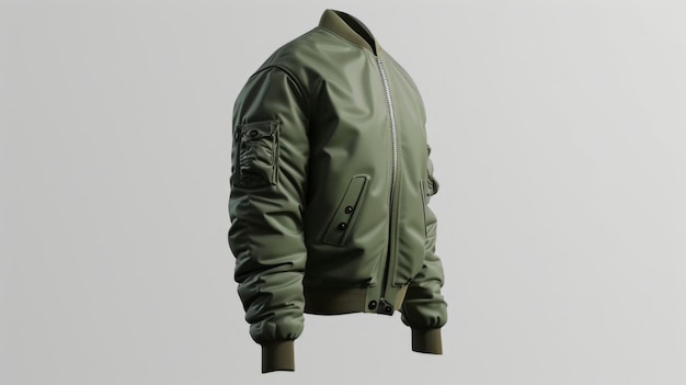 Photo green bomber jacket isolated on white background generative ai