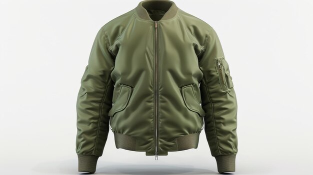 Photo green bomber jacket isolated on white background generative ai