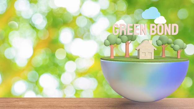 The green bond text on earth for eco and business concept 3d rendering