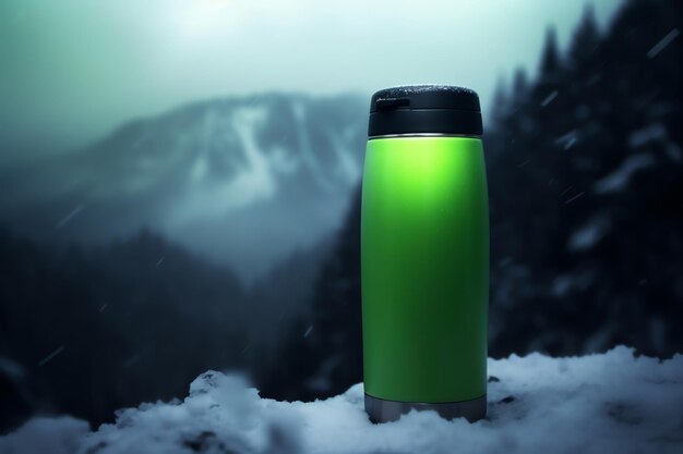 A green bottle mockup