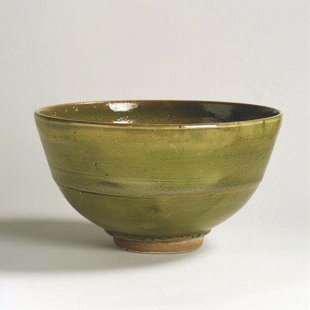 a green bowl with a black rim and a green rim