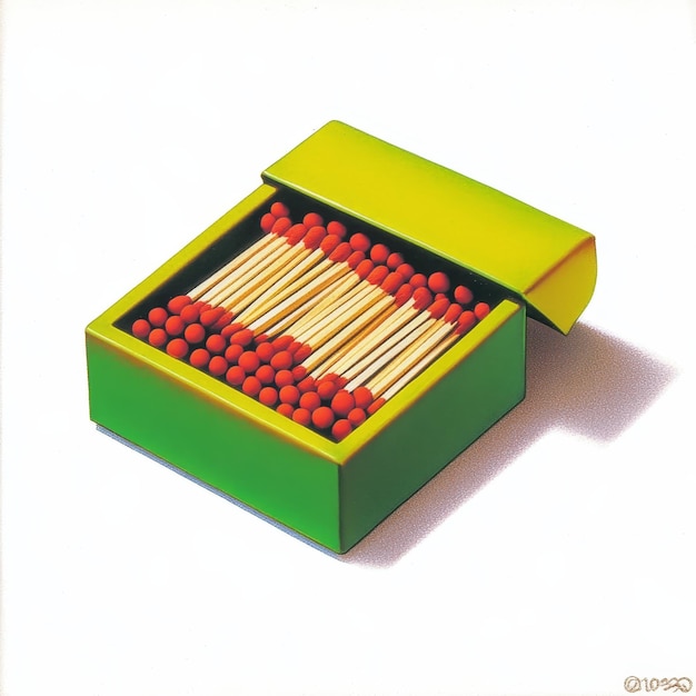 a green box of matches with a green top that says  crayon