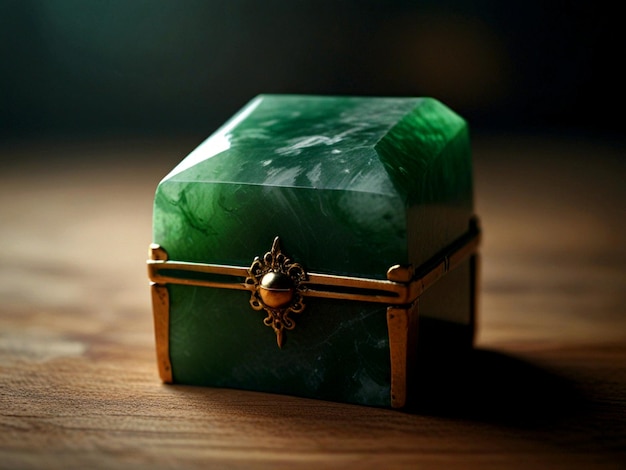 a green box with a gold top that says quot emerald quot