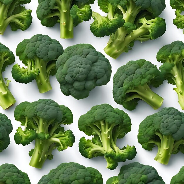 Green broccoli levitating on a white background