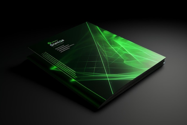 Green Brochure on Black Background