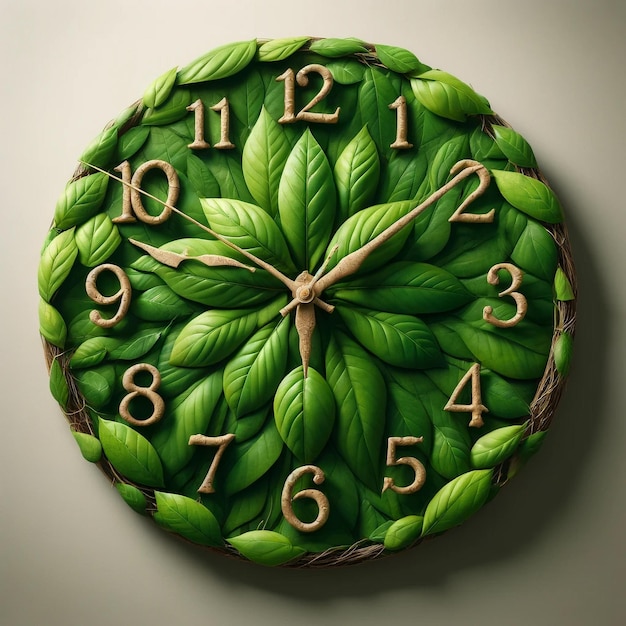 a green and brown clock with the numbers 4 and 3 on it