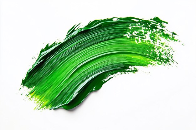 Photo a green brush stroke with paint isolated on a white background