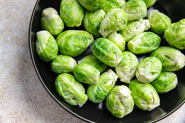 green Brussels sprouts raw vegetable food snack on the table copy space food background