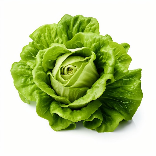 Green butter lettuce vegetable or salad isolated on a white background Lettuce isolated into white