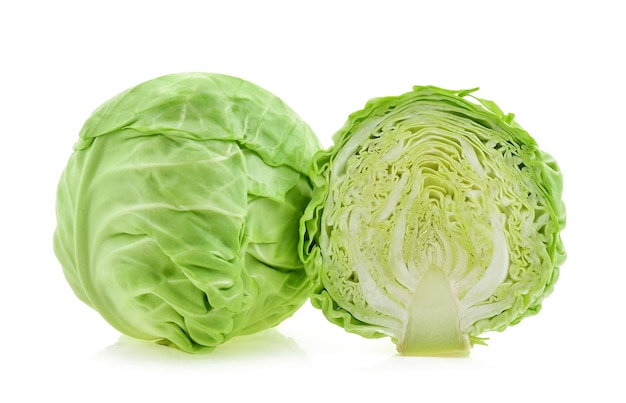 Green cabbage isolated on white background