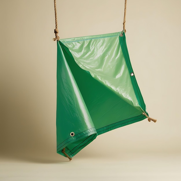 Photo green camping tarp isolated on solid backgrounde