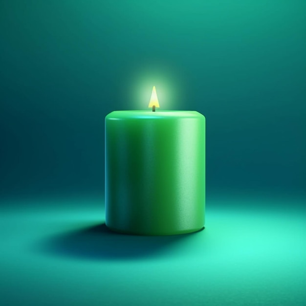 Green candle flame isolated clay cartoon AI Generated