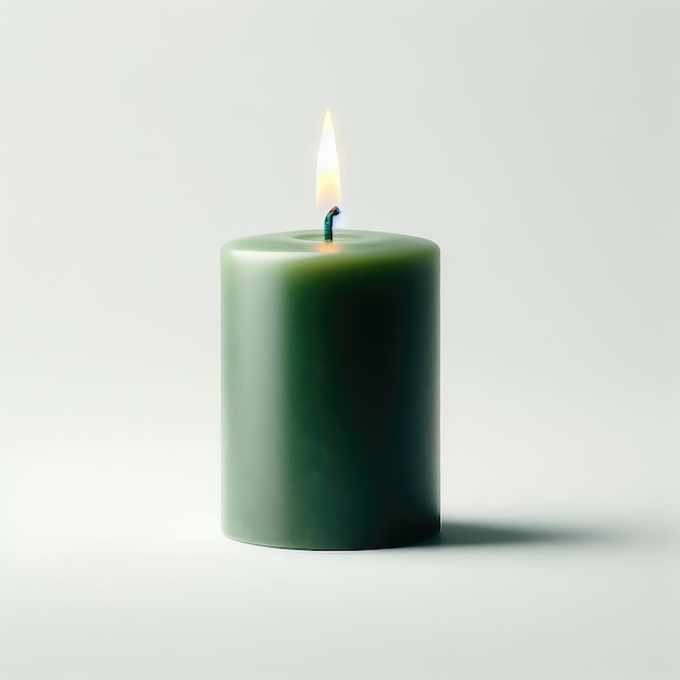 green candle on a white