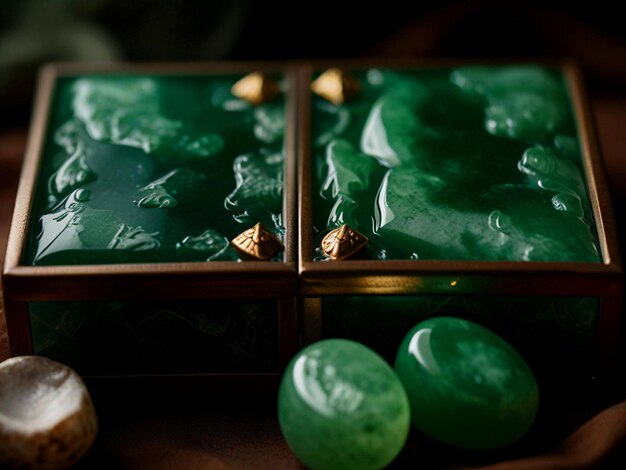 a green candy bar with chocolate chips in the middle