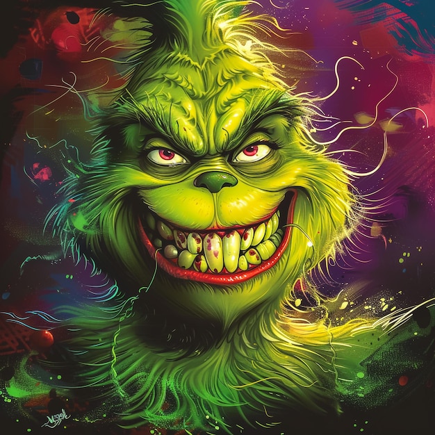 green cartoon hairy monster 3d