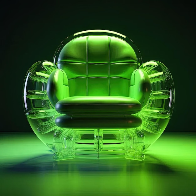 Photo a green chair sitting on top of a green floor