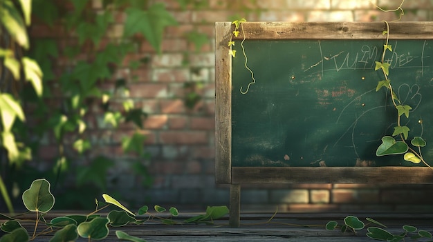 a green chalkboard with a wooden frame