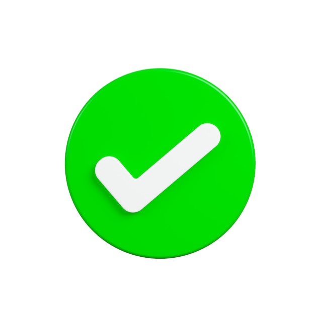 green checkmark button symbol Suitable for applications cartography banner websites 3d rendering