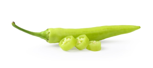 Green chili pepper isolated on a white background