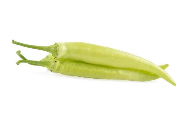 Green chilli isolated on white background