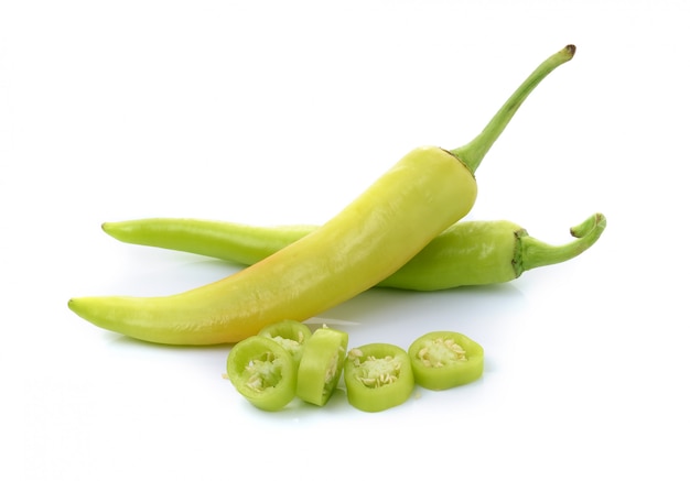 Green chilli pepper  isolated.