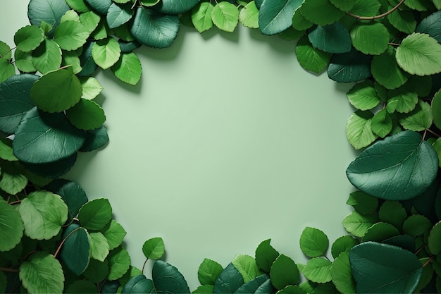 Green circle leaves frame with copyspace