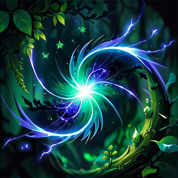 a green circle with a blue and green plant and the word  star  on it