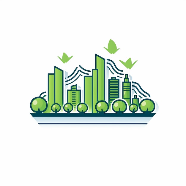 Green City Icon Sustainable Urban Living and Eco Friendly Architecture Logo Illustration