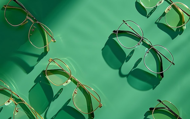 a green cloth with glasses on it and a green background