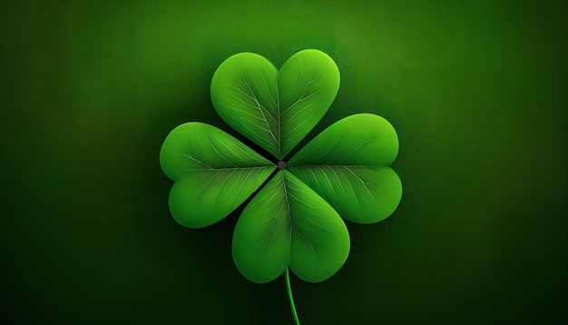 A green clover with four leaves on it