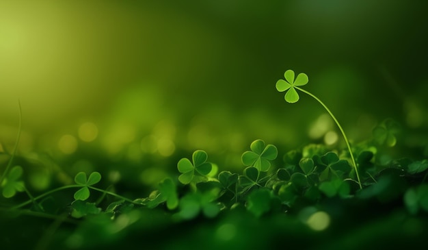 a green clover with a green background of leaves