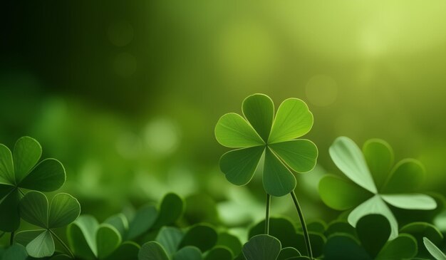 a green clover with a green background