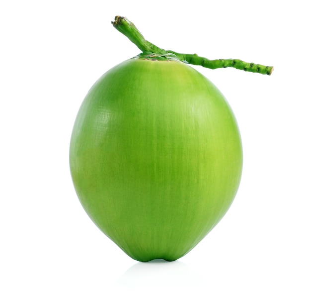 Green coconut fruit isolated on white.