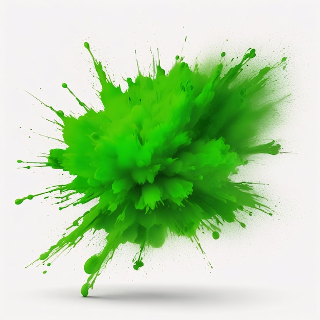 Green color explosion isolated on white