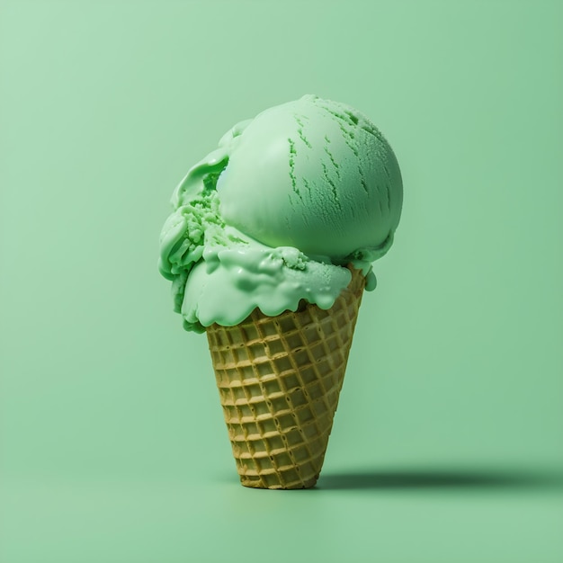 Green color ice cream generative Ai