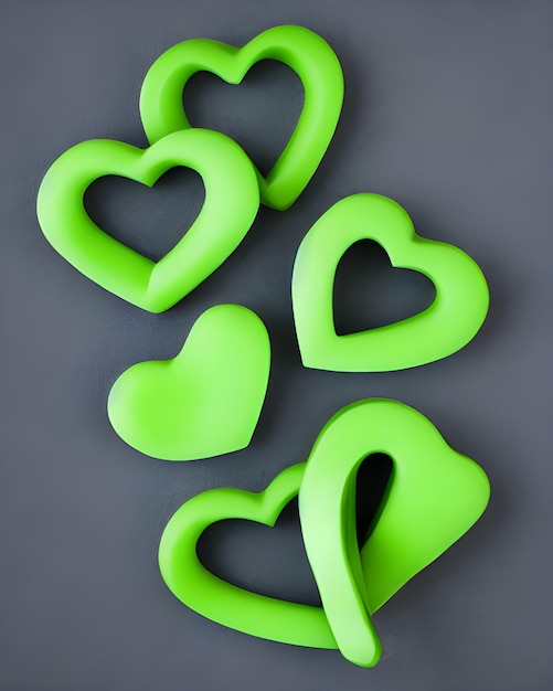 Green Color Love Heart Shape