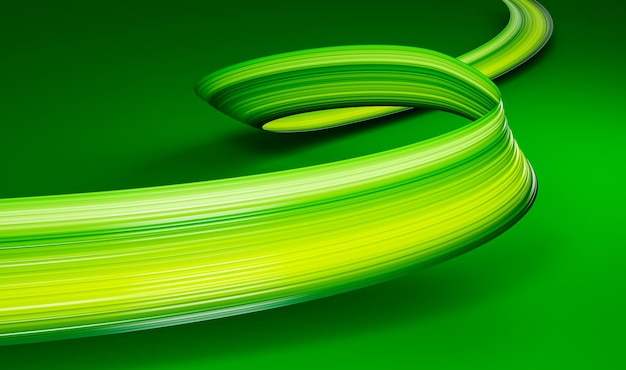 Green color wave paper line Abstract texture smooth lines Green ribbons 3d illustration